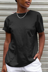 Women's black tee, casual wear fashion