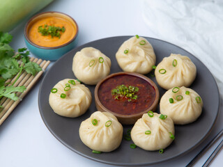 Steamed menu plated for restaurant menu.