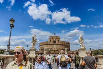 Historic Roman Bridge of Angels Leading to Hadrian's Mausoleum