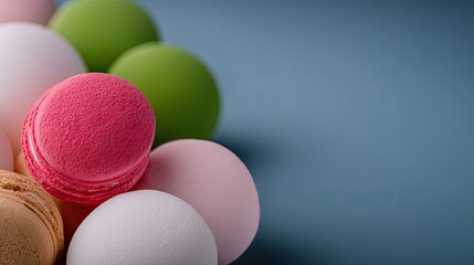 Obraz premium Pastel Macarons on Blue Background