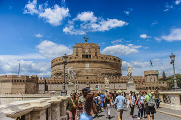 Historic Roman Bridge of Angels Leading to Hadrian's Mausoleum