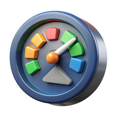 Speedometer with Arrow & Dashboard Indicators - Risk Assessment, Performance Speed & Rating Levels Concept - 3D Rendering