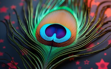 Feather background. Peafowl feather. Peacock feather. Bird feather. Colorful feather. Mor pankh. Abstract background. Krishna Janmashtami background. Wallpaper. High quality