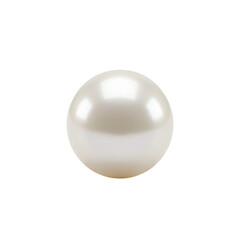 A single, pristine, perfectly spherical white pearl with a smooth, lustrous, subtle iridescent surface, reflecting minimal light with a soft natural glow on a transparent background, shot from a