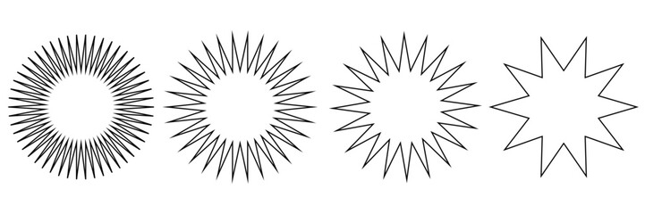 Sun star rays, burst. Radial circle radiation lines. Circulars lines beams. Spokes with radiating stripes grid. Vector graphic.