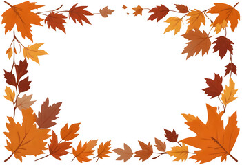 Elegant Autumn Leaf Border Frame PNG on Transparent Background for Educational Materials & Presentations
