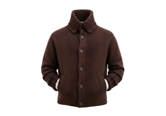 Chocolate brown knitted cardigan with buttoned front.