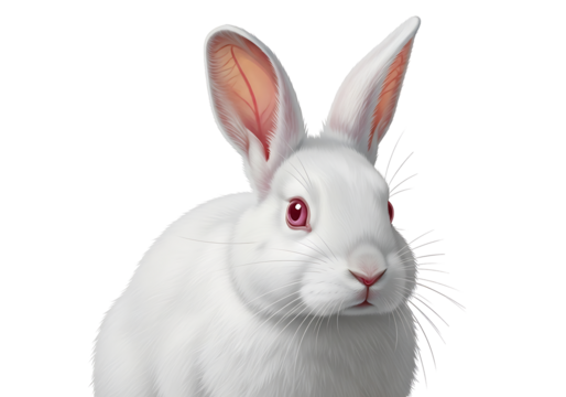 Close-up of a detailed illustration of a white rabbit.