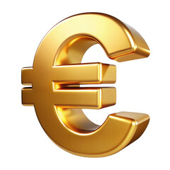 Obraz premium 3d golden euro symbol on transparent background 