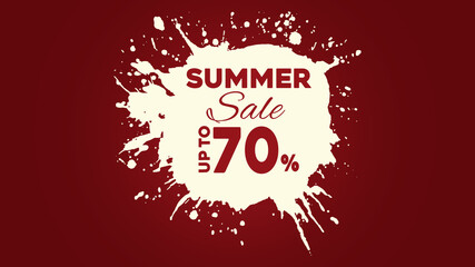 Summer sale up to 70% banner in trendy bright color with Paint Stroke . Season promotion illustration.