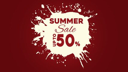 Summer sale up to 50% banner in trendy bright color with Paint Stroke . Season promotion illustration.
