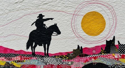 Lone Rider Surveys Vast Frontier Under Golden Sun