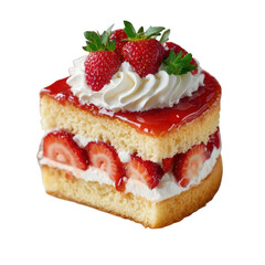 Fluffy Strawberry Shortcake Layered with Whipped Cream and Fresh Strawberries Topped with Glossy Strawberry Glaze