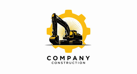 Black and Yellow Excavator Logo Design for Construction Company. © Basecamp