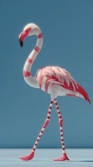 Elegant flamingo walking gracefully studio setting photography minimalist environment side view wildlife concept