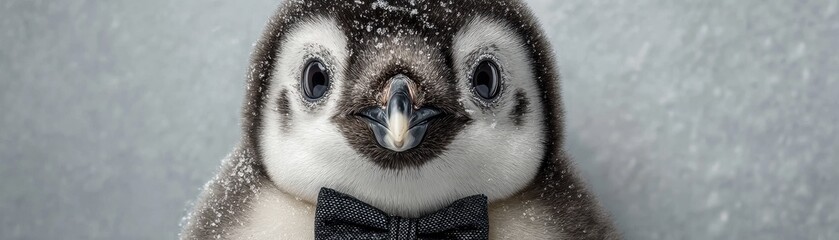 Charming penguin portrait in tuxedo arctic setting animal photography snowy environment close-up view cute concept