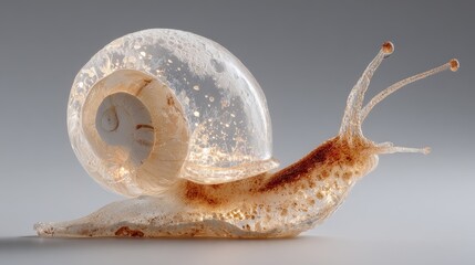 Unique transparent snail in studio setting macro photography nature close-up artistic concept