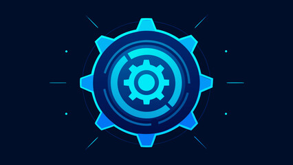 blue neon gear overlay radial spin sci fi
