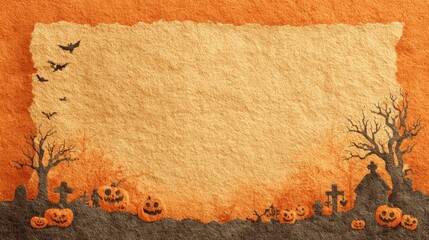 Halloween decor with pumpkins and bats spooky landscape festive background autumn vibe artistic viewpoint