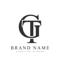 GT trendy logotype template. Initial letter g and t classic font style. Creative logo for company name or identity.