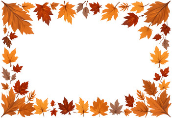 Fototapeta premium Elegant Autumn Leaf Border Frame PNG on Transparent Background for Digital Greeting Cards & Invitations