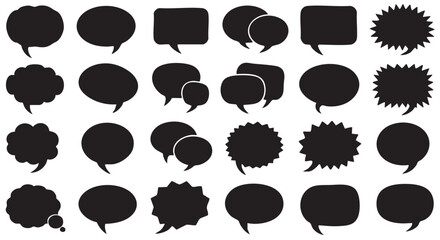 Fototapeta premium Collection of Black Speech Bubbles and Thought Balloons for Graphic Design and User Interface Elements