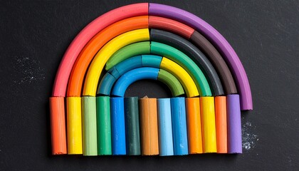 Rainbow Arc in Chalk Semi Circular Spectrum over Black Canvas
