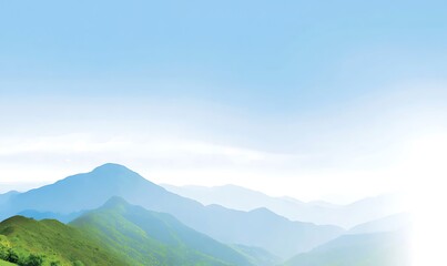 Naklejka premium Misty layered mountains in soft light