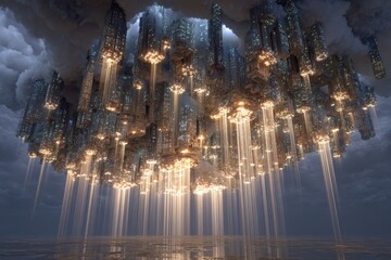 Celestial Metropolis: A Floating City of Light and Shadow