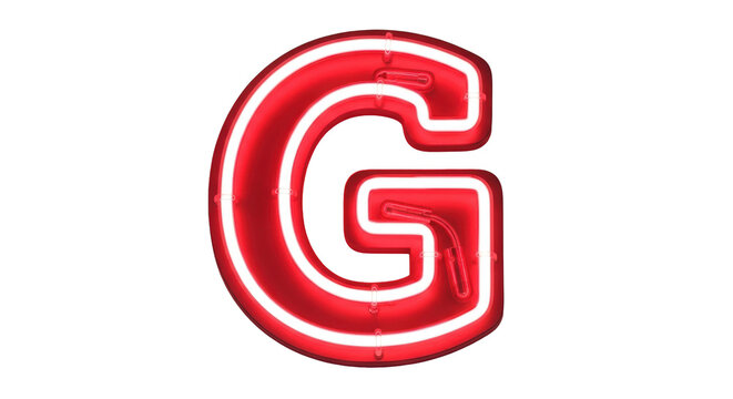 Isolated red neon letter G