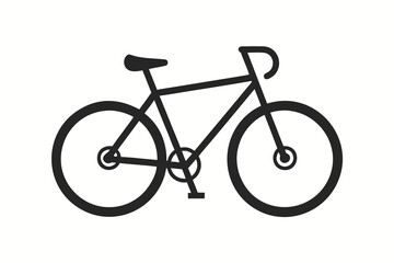 Fototapeta premium Minimalist Black Bicycle Illustration on White Background Simple of a Road Bike