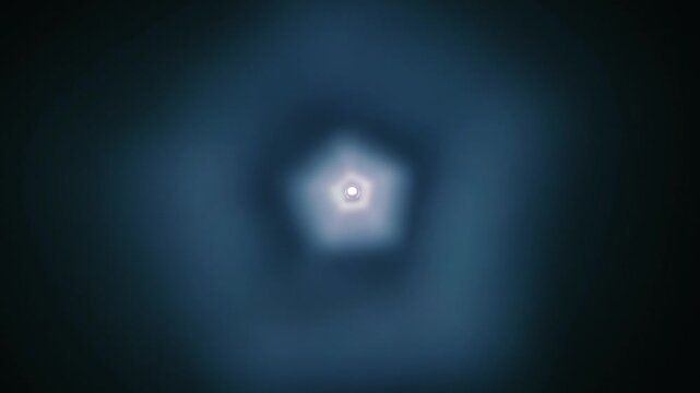A pentagonal tunnel formed by bright light and waves of smoke extends into the distance, moving into the future. Slow mo, slow motion, high speed camera, 200fps