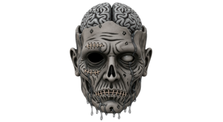 Isolated Creepy zombie head