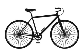 Fototapeta premium Silhouette Illustration of a Road Bike with Curved Handlebars and Thin Tires on White Background