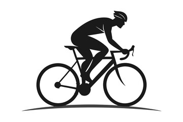 Fototapeta premium Silhouette of Cyclist Riding Bicycle with Helmet, Cycling Sports Design, Isolated