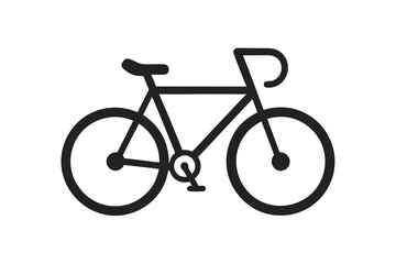 Fototapeta premium Simple Black and White Bicycle Icon with Drop Handlebars and Thin Frame Illustration