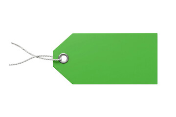green rectangular price tag with a string, isolated on transparent background png 