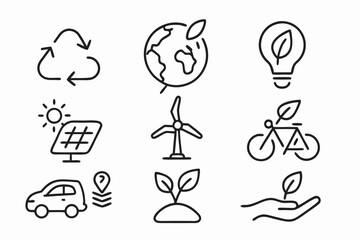 Eco-Friendly Icons: Sustainability, Renewable Energy, and Green Living Symbols