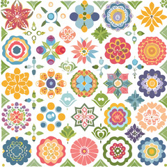 다양한 스타일 꽃 패턴 배경