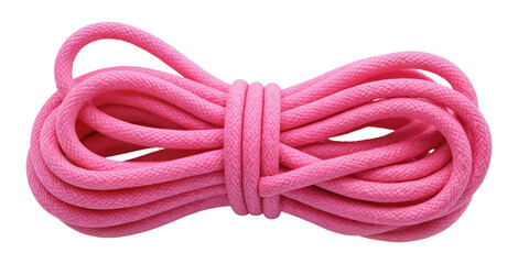 Pink Paracord Rope Coil - Neatly Bundled Bright Textile Cord on Transparent Background for Craft Projects, Outdoor Equipment, and Design Elements