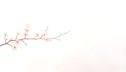 Obraz premium Delicate cherry blossom branch with soft pink flowers in silhouette