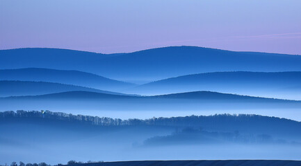 mountain landscape with fog