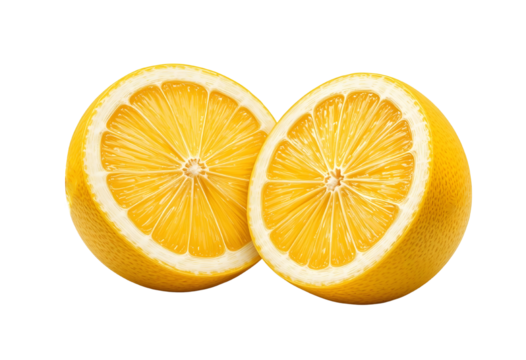 Bright Yellow Lemon Half Slices – Isolated Fruit PNG with No Background.