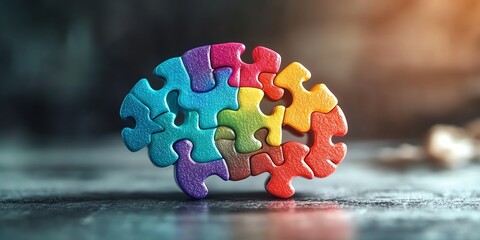 Abstract colorful brain puzzle