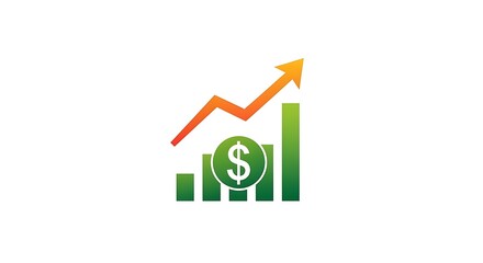 Financial growth chart with dollar coin and upward arrow