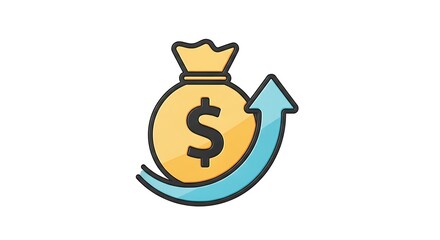 Money bag with upward arrow symbolizing financial growth