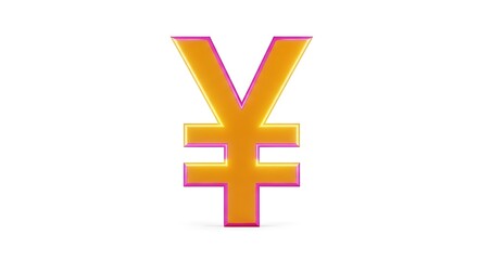 Golden yen symbol with a subtle pink glow
