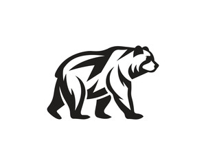 Vector silhouette illustration of a bear walking