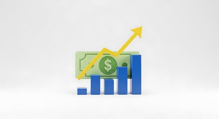 Financial growth illustrated with dollar bill and bar chart