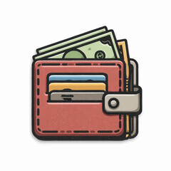 Wallet with money and cards illustration
